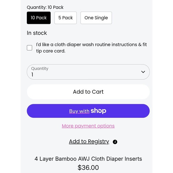 Texas Tushies 4 Layer Bamboo Terry Cloth Diaper Inserts 10 Count - Picture 5 of 7